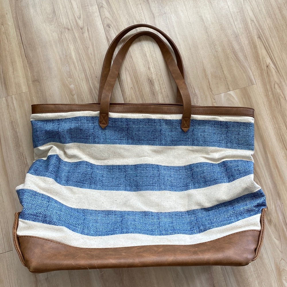 Large Striped Tote Bag